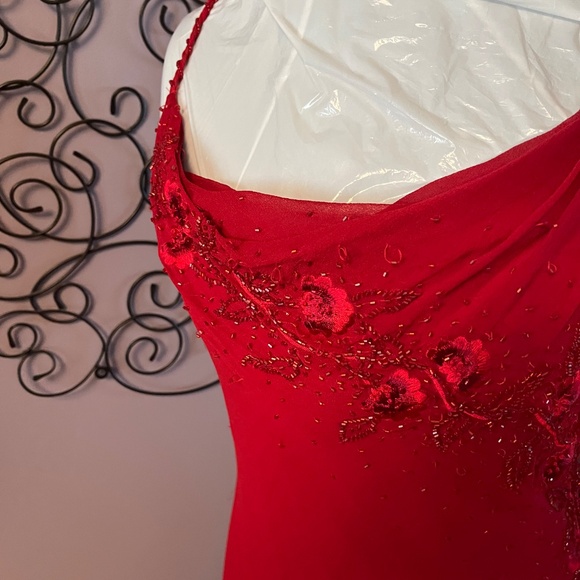 Wrapped in Red Embroidered Gown - Picture 3 of 10